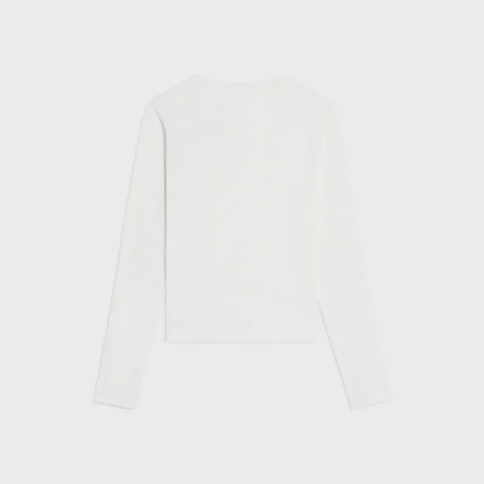 Camiseta de manga larga en jersey de algodón acanalado
