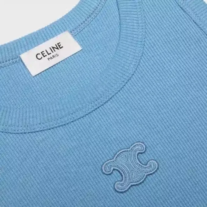 Camiseta sin mangas Triomphe de algodón acanalado y seda Camiseta sin mangas Triomphe de algodón acanalado y seda