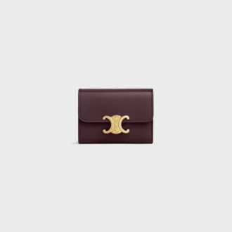 Cartera compacta con monedero Triomphe en piel de becerro brillante