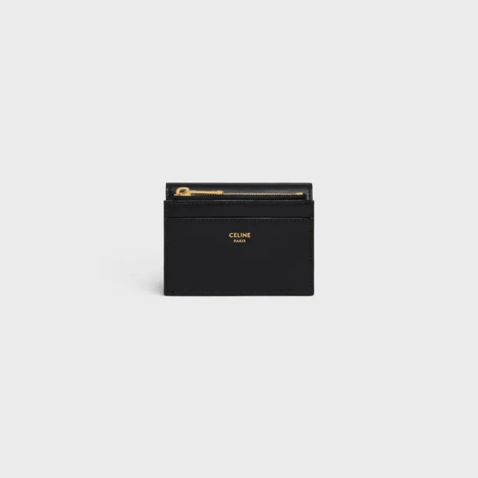 Cartera compacta con monedero Triomphe en piel de becerro brillante