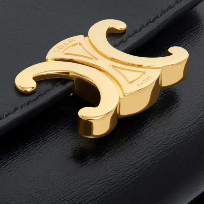 Cartera compacta con monedero Triomphe en piel de becerro brillante