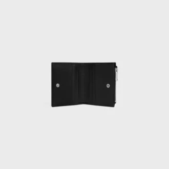 Cartera compacta en piel de becerro granulada