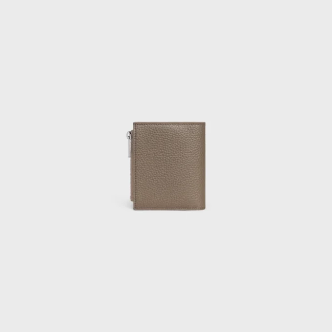 Cartera compacta en piel de becerro granulada