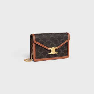 Cartera con cadena Margo en Triomphe Canvas y piel de becerro