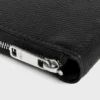 Cartera con cremallera y doble pliegue en piel de becerro granulada