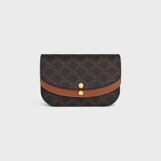 Cartera Duo con correa en Triomphe Canvas y piel de becerro