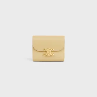Cartera pequeña con solapa Triomphe en piel de becerro brillante