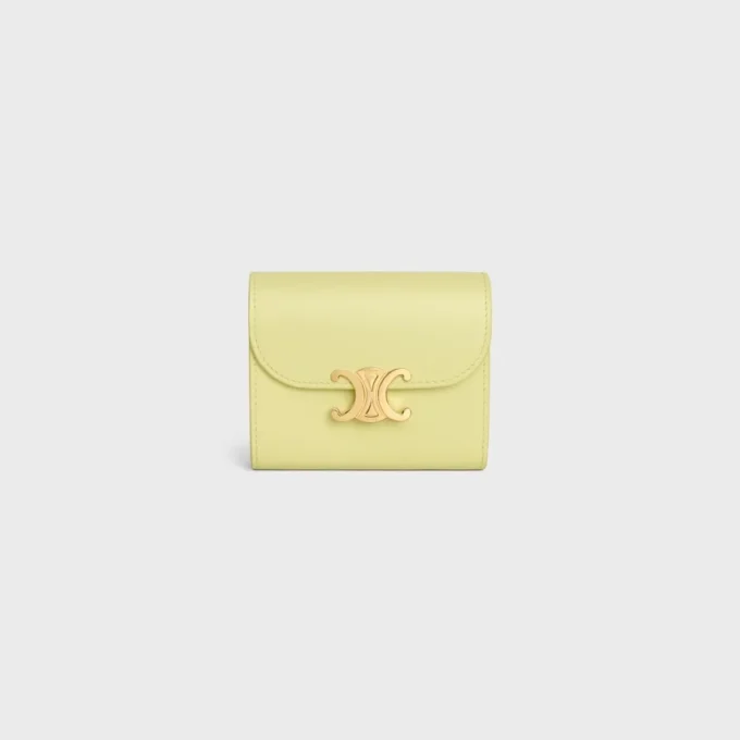 Cartera pequeña con solapa Triomphe en piel de becerro brillante Cartera pequeña con solapa Triomphe en piel de becerro brillante