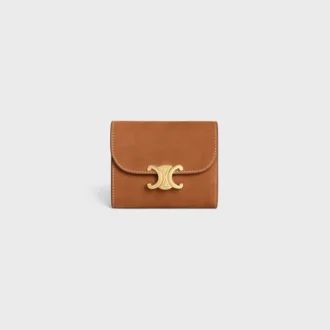 Cartera pequeña con solapa Triomphe en piel de becerro nobuk