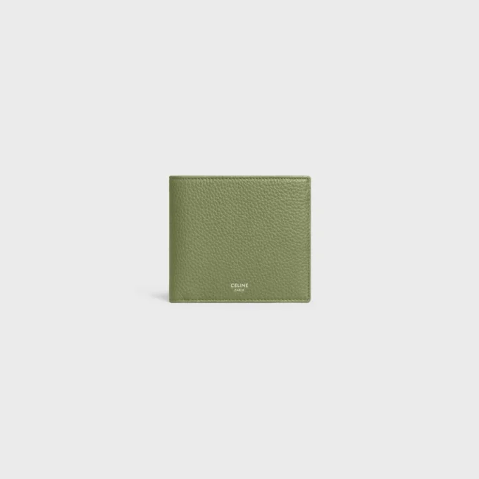 Cartera plegable de piel de becerro granulada