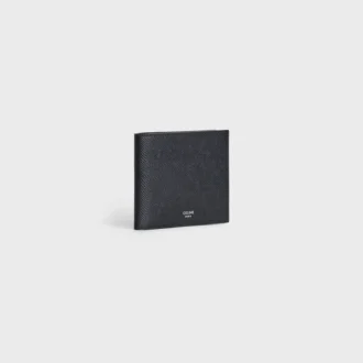 Cartera plegable de piel de becerro granulada