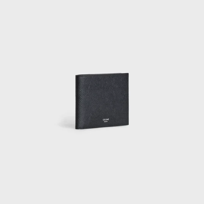 Cartera plegable de piel de becerro granulada