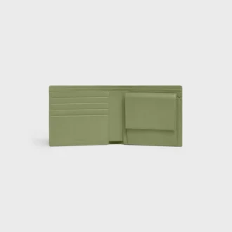 Cartera plegable de piel de becerro granulada