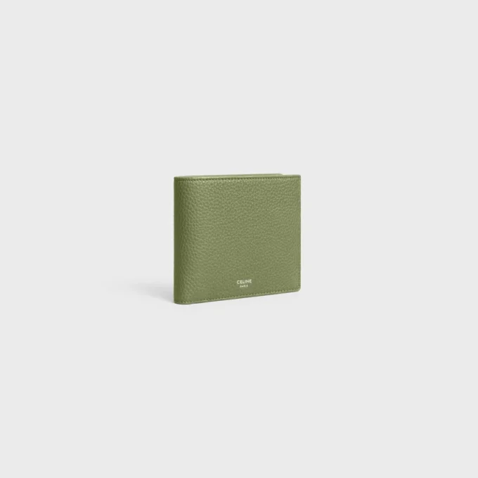 Cartera plegable de piel de becerro granulada