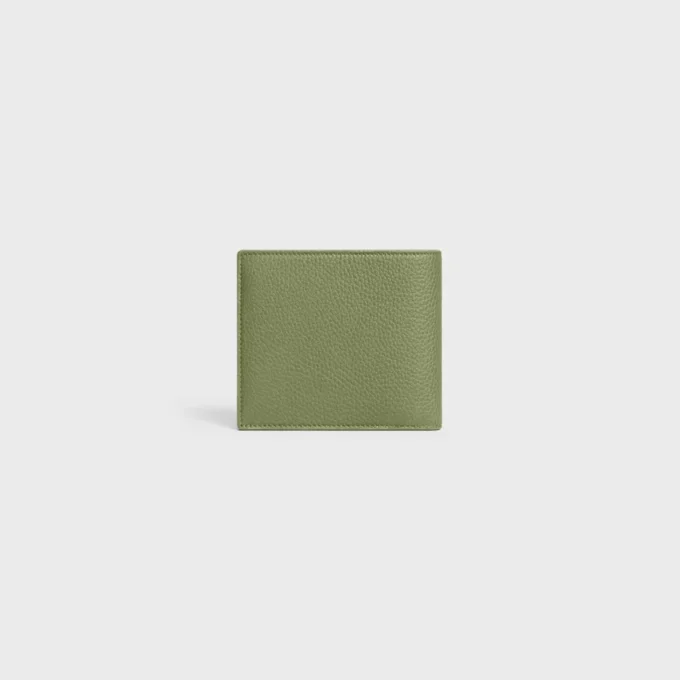 Cartera plegable de piel de becerro granulada