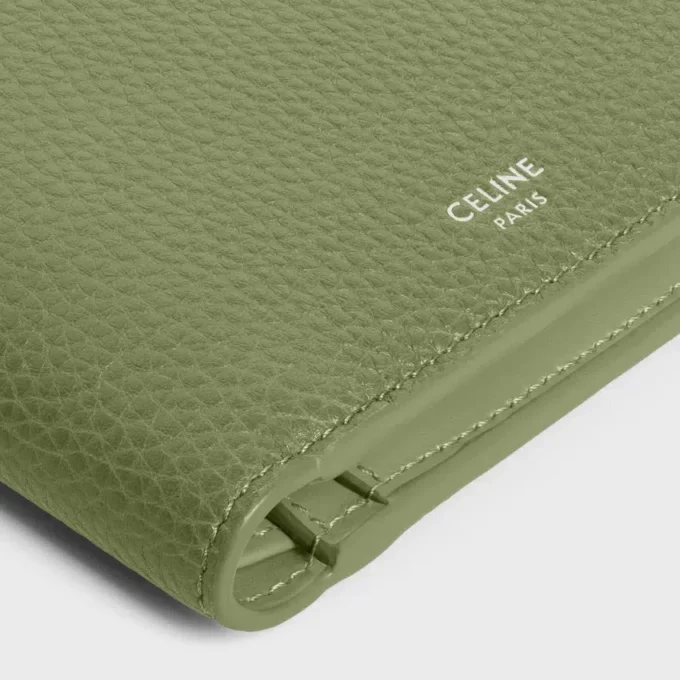 Cartera plegable de piel de becerro granulada