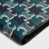 Cartera plegable en dos en Triomphe Canvas a rayas y piel de becerro