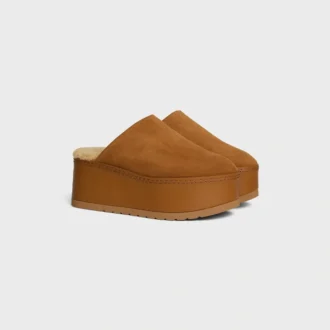 CELINE Dana – Mule con cuña de piel de becerro ante