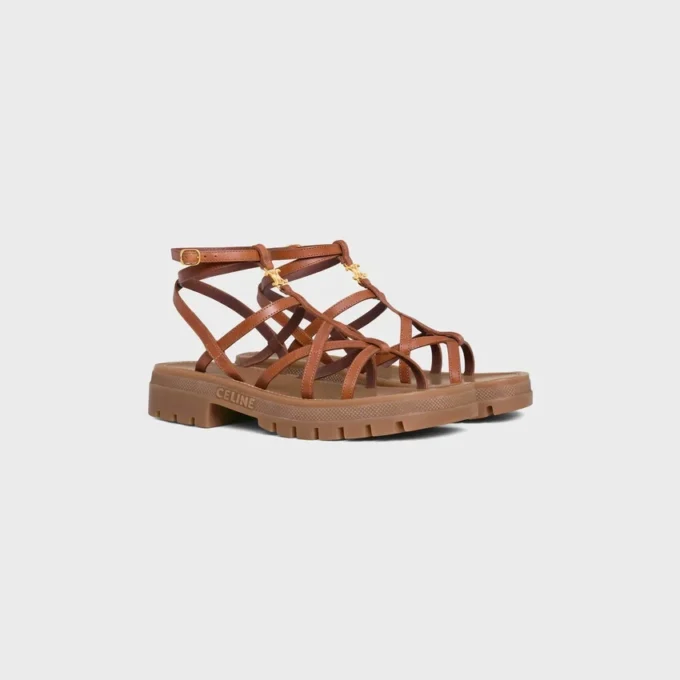 CELINE – Sandalias de tiras Clea Triomphe en piel de becerro – Curtido vegetal