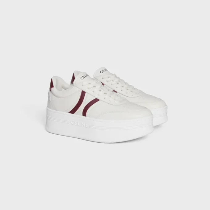 CELINE – Zapatillas con suela de cuña y detalle Triomphe en la parte trasera, en piel de becerro