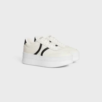 CELINE – Zapatillas con suela de cuña y detalle Triomphe en la parte trasera, en piel de becerro
