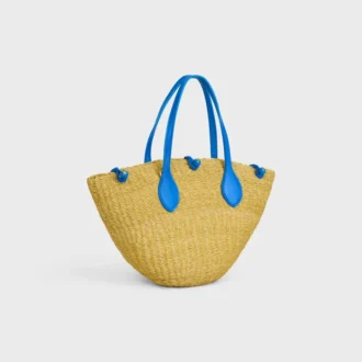 Cesta pequeña «Triomphe» con cuentas, de sisal y piel de becerro Cesta pequeña «Triomphe» con cuentas, de sisal y piel de becerro