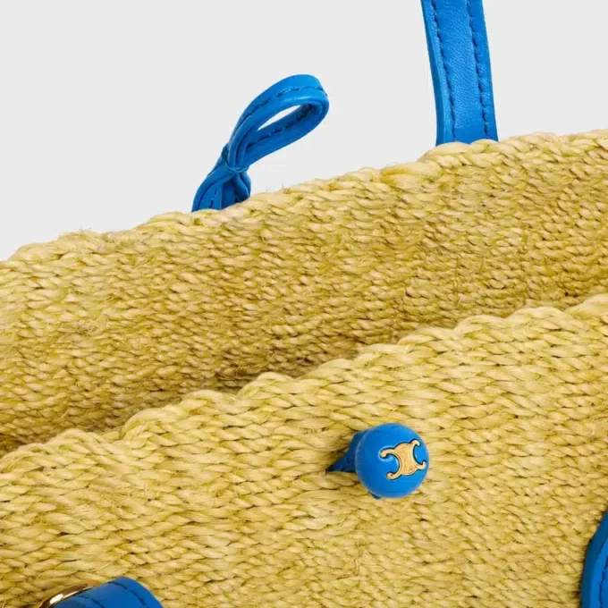 Cesta pequeña «Triomphe» con cuentas, de sisal y piel de becerro Cesta pequeña «Triomphe» con cuentas, de sisal y piel de becerro