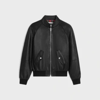 Chaqueta blouson con cremallera en suave piel de cordero