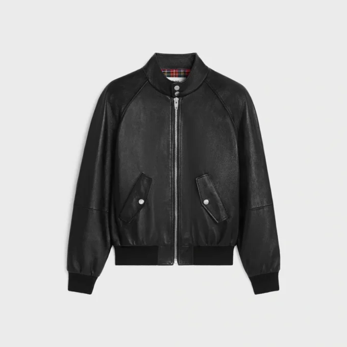 Chaqueta blouson con cremallera en suave piel de cordero Chaqueta blouson con cremallera en suave piel de cordero