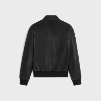 Chaqueta blouson con cremallera en suave piel de cordero