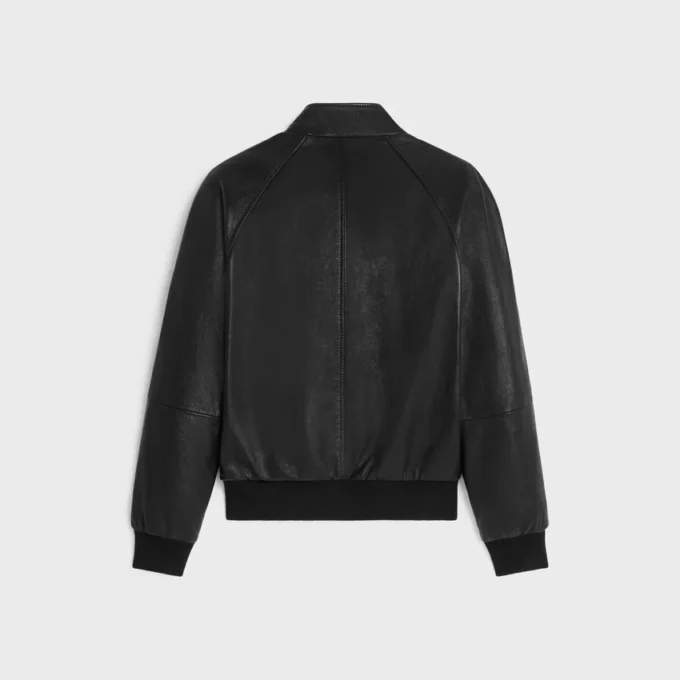 Chaqueta blouson con cremallera en suave piel de cordero Chaqueta blouson con cremallera en suave piel de cordero