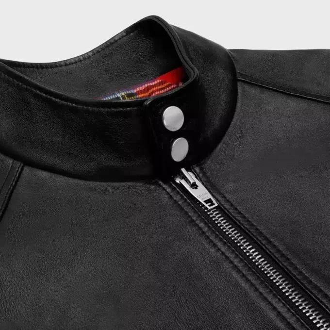 Chaqueta blouson con cremallera en suave piel de cordero Chaqueta blouson con cremallera en suave piel de cordero