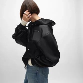 Chaqueta bomber de satén de algodón