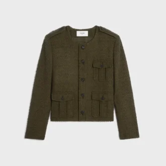 Chaqueta Chasseur en cachemira bouclé trenzada
