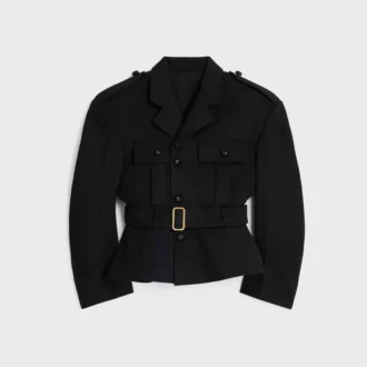Chaqueta con peplum de gabardina de lana