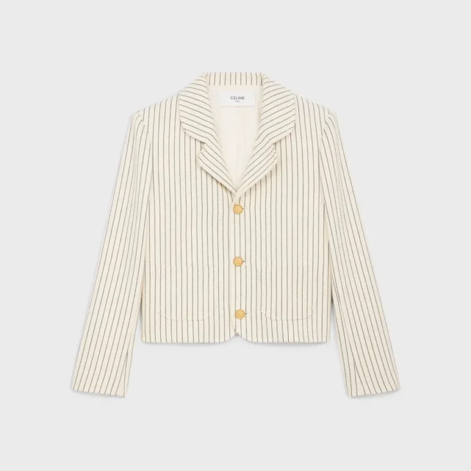 Chaqueta de gabardina de algodón a rayas Chaqueta de gabardina de algodón a rayas