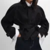Chaqueta de gabardina de algodón y lana Chaqueta de gabardina de algodón y lana