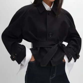 Chaqueta de gabardina de algodón y lana