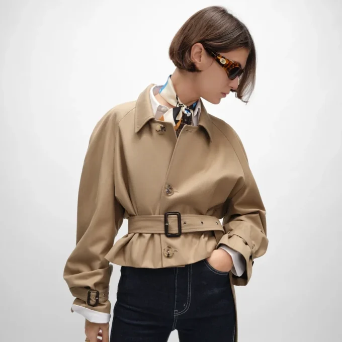 Chaqueta de gabardina de algodón y lana Chaqueta de gabardina de algodón y lana