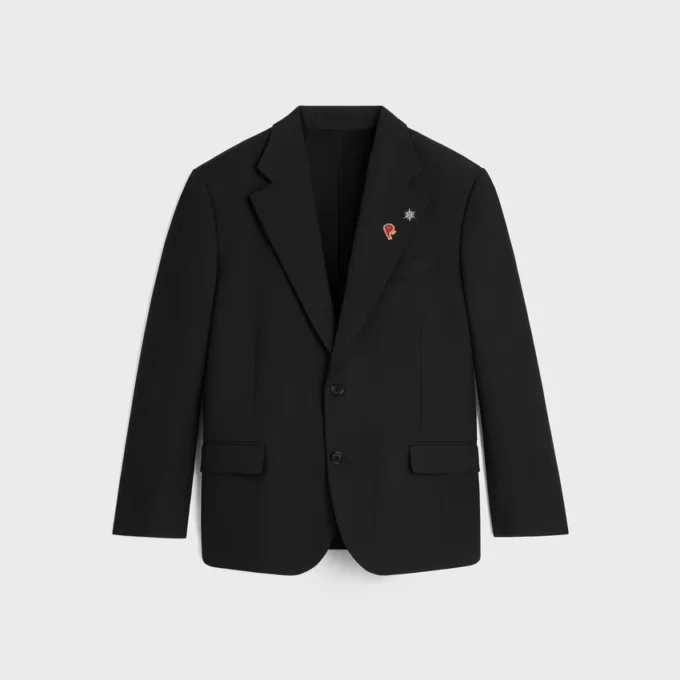 Chaqueta entallada de gabardina de lana Chaqueta entallada de gabardina de lana