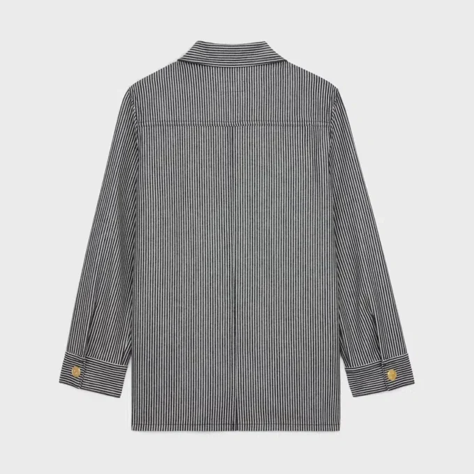 Chaqueta safari de algodón a rayas Hickory Chaqueta safari de algodón a rayas Hickory
