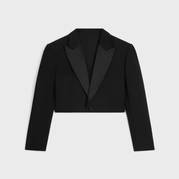 Chaqueta Spencer Tux en gabardina de lana Chaqueta Spencer Tux en gabardina de lana