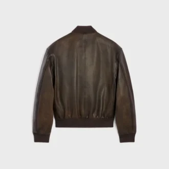 Chaqueta Teddy estilo aviador en piel de becerro granulada