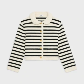 Chaqueta tipo cárdigan de lana a rayas