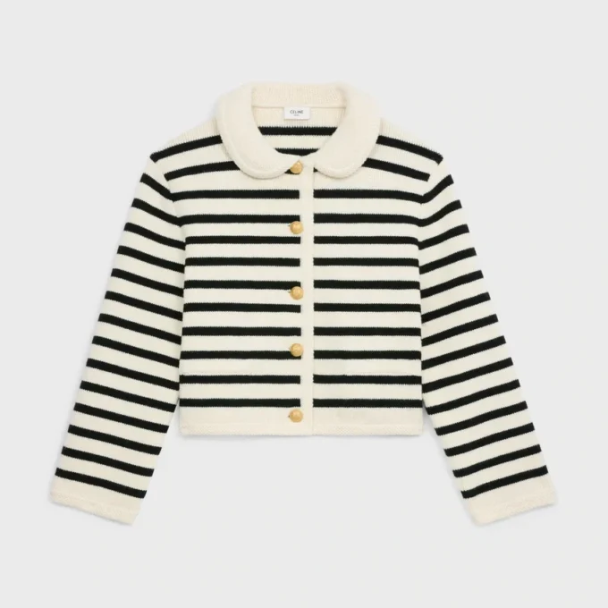 Chaqueta tipo cárdigan de lana a rayas Chaqueta tipo cárdigan de lana a rayas