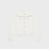 Chaqueta vaquera con bordados en denim blanco lavado al natural Chaqueta vaquera con bordados en denim blanco lavado al natural
