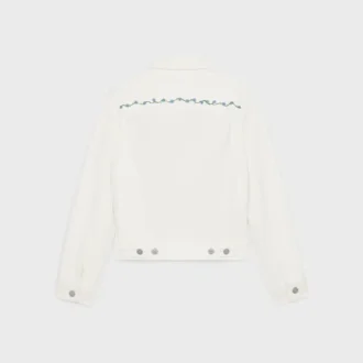 Chaqueta vaquera con bordados en denim blanco lavado al natural