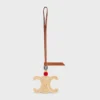 Charm Triomphe en rafia y piel de becerro natural