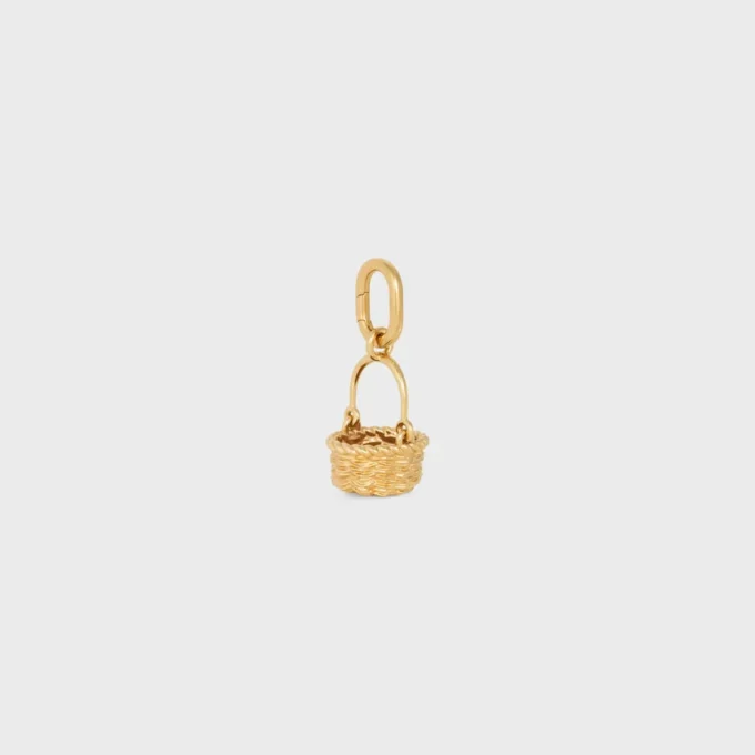 Charms Panier en latón con acabado dorado