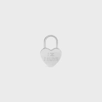 Colgante de corazón con candado en latón con acabado de rodio